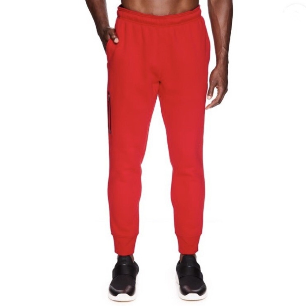 Reebok Mens Active Fleece Pant Red 3 XL New with Tags Athleisure Zippered Pocket